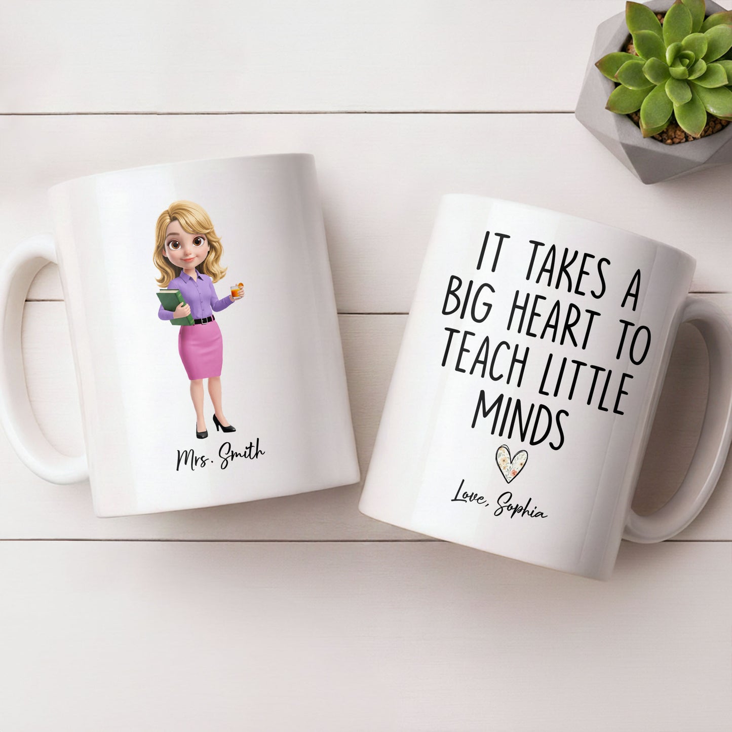 Dedicated Teacher With Favorite Drink And Book Custom Art - Personalized Custom Coffee Mug - TEACH369_MG
