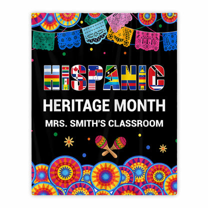 Hispanic Heritage Month My Classroom With Flags And Maracas - Personalized Backdrop - TEACH419_BADRO