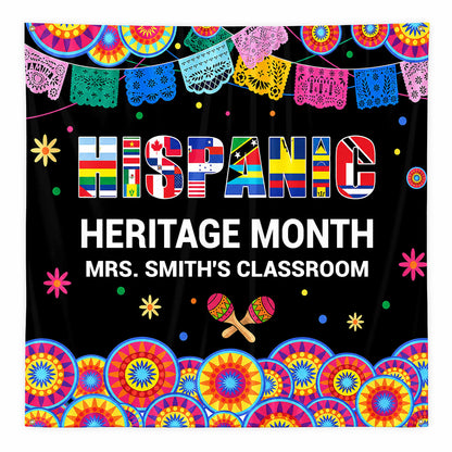 Hispanic Heritage Month My Classroom With Flags And Maracas - Personalized Backdrop - TEACH419_BADRO