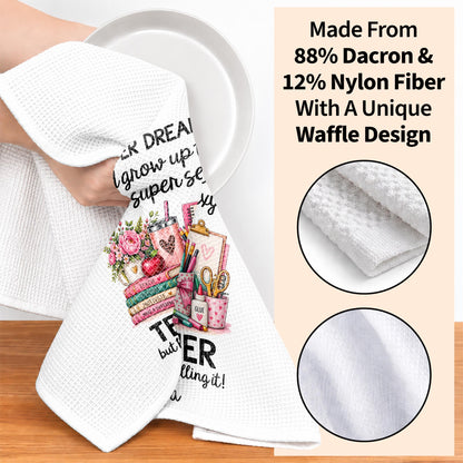 I Never Dreamed To Be A Super Sexy Teacher With Books And Flowers - Personalized Kitchen Towel - TEACH435_TOWL
