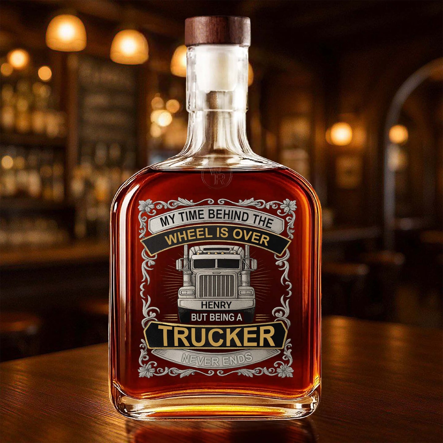 My Time Behind The Wheels Is Over, Truck Design - Personalized Custom Whiskey Bottle - TRUCK002_WHIBO