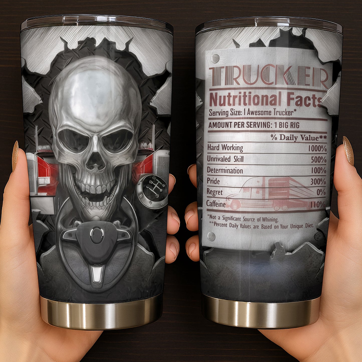 Serving Size 1 Awesome Trucker With Skull And Truck Design