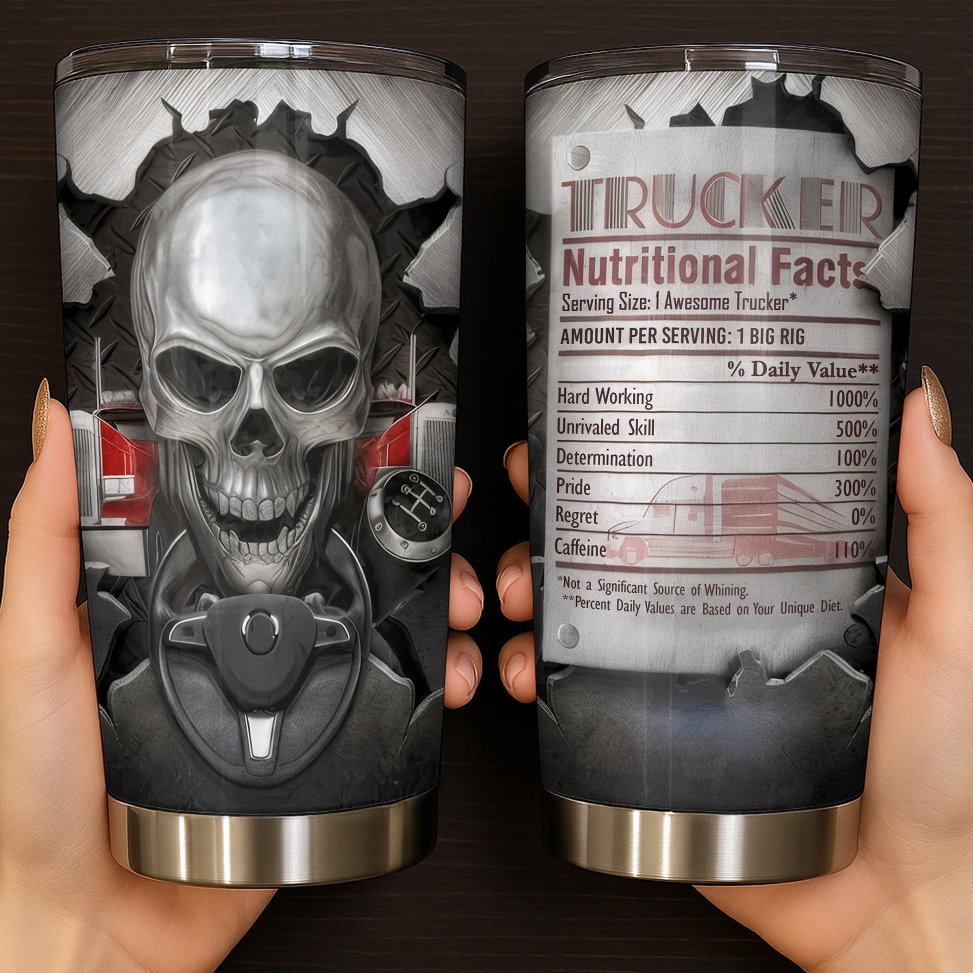 Serving Size 1 Awesome Trucker With Skull And Truck Design