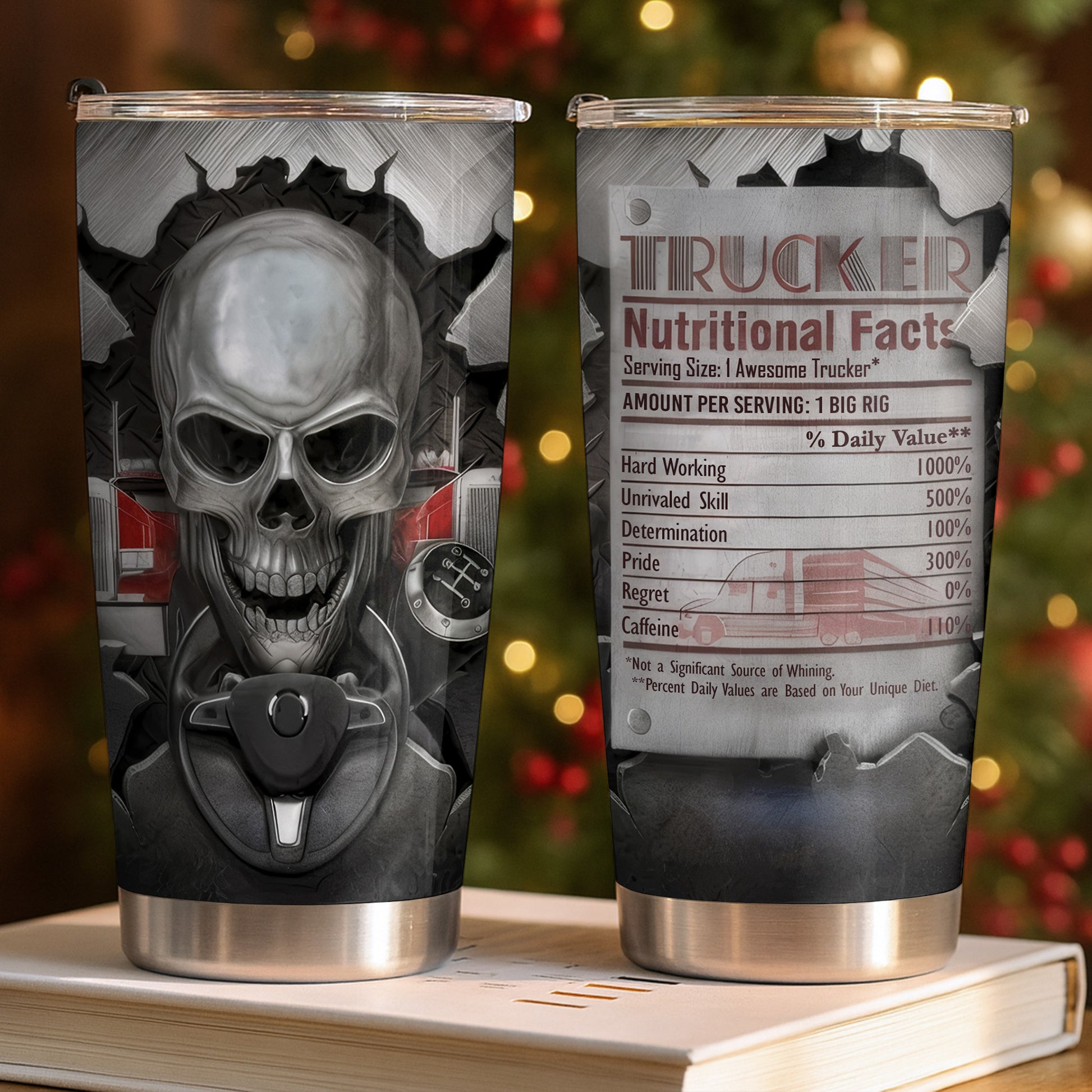 Serving Size 1 Awesome Trucker With Skull And Truck Design