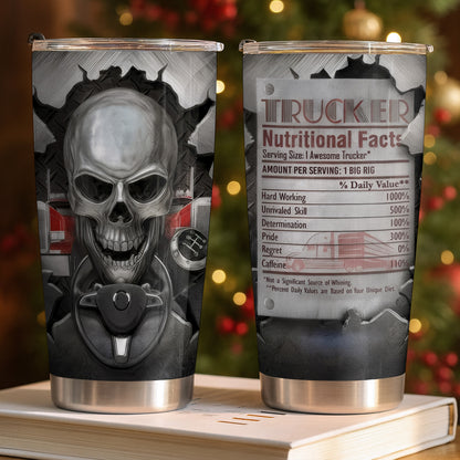 Serving Size 1 Awesome Trucker With Skull And Truck Design