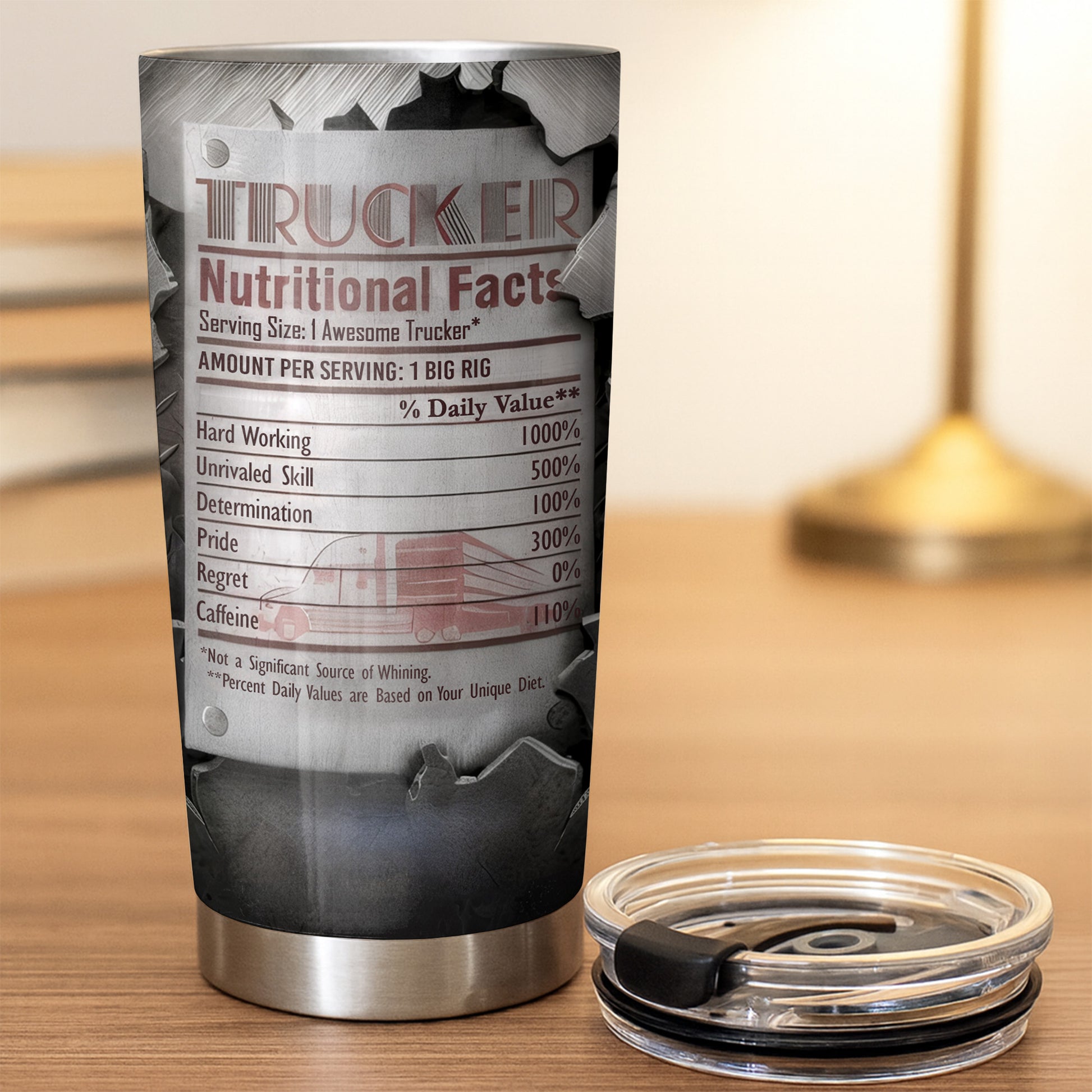 Serving Size 1 Awesome Trucker With Skull And Truck Design