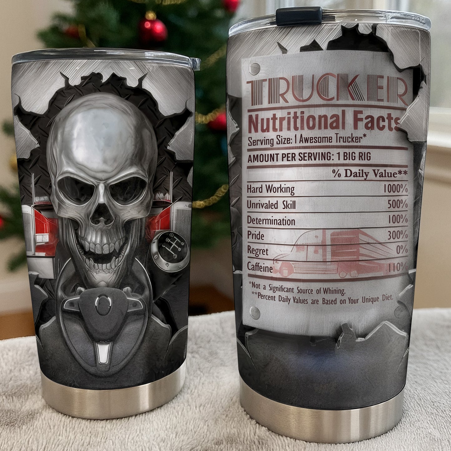 Serving Size 1 Awesome Trucker With Skull And Truck Design