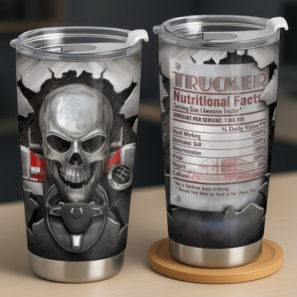 Serving Size 1 Awesome Trucker With Skull And Truck Design