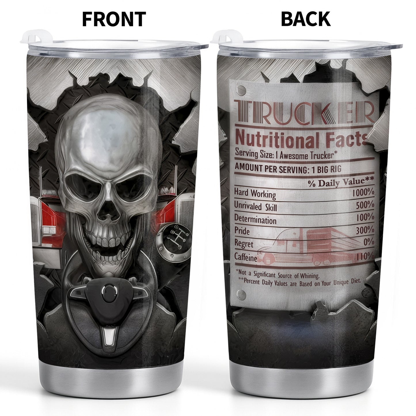 Serving Size 1 Awesome Trucker With Skull And Truck Design