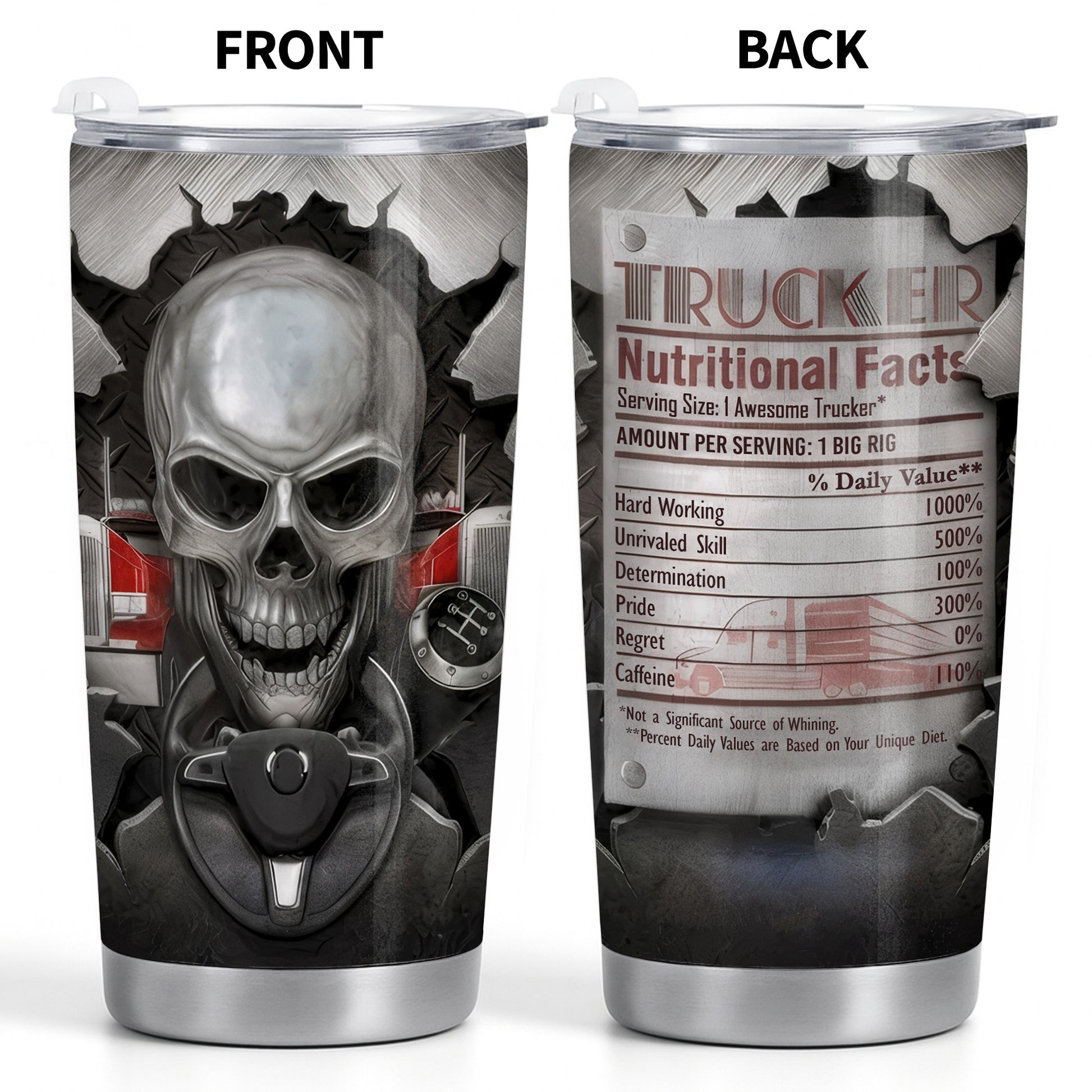 Serving Size 1 Awesome Trucker With Skull And Truck Design