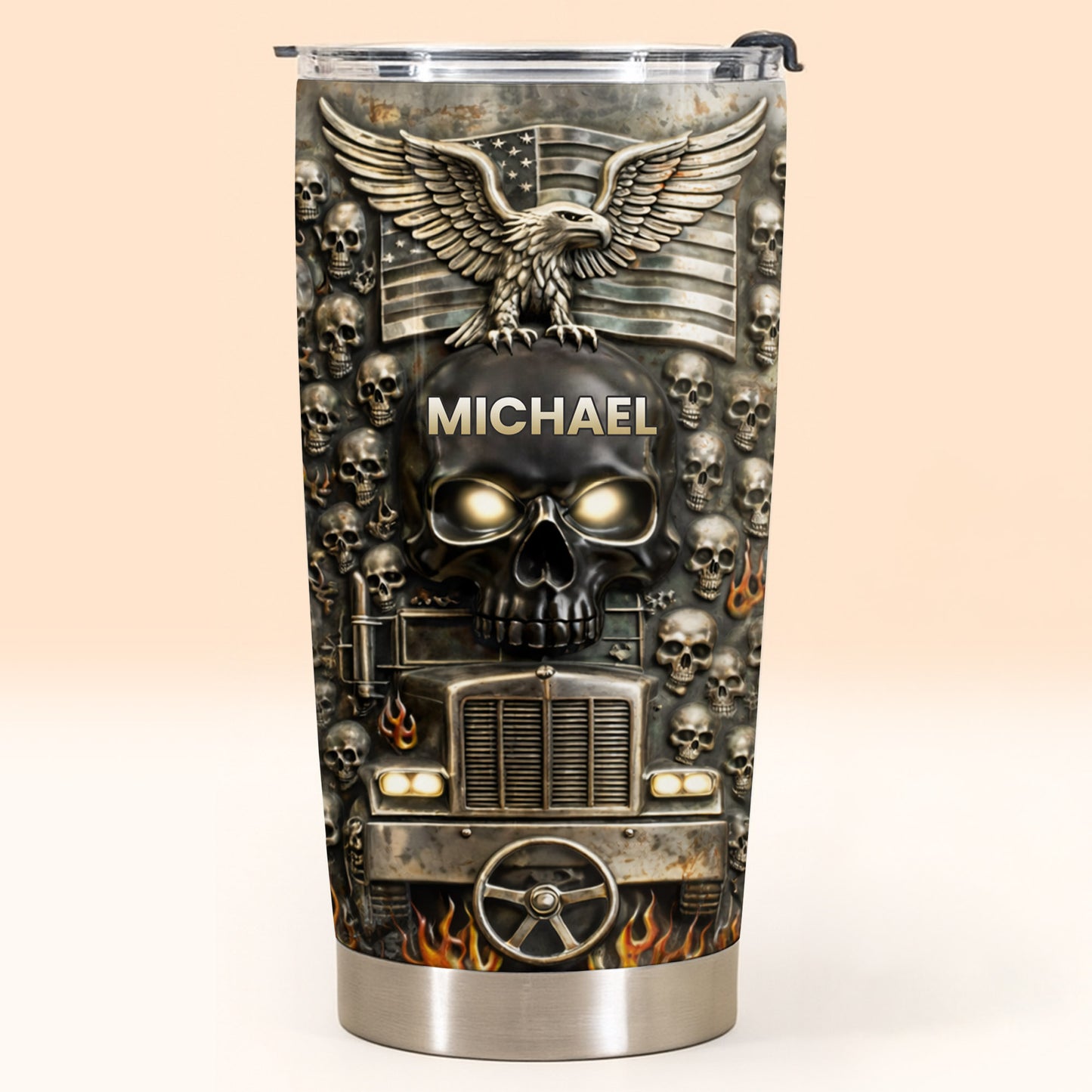 Symbol Of Strength And Freedom Skull Eagle Trucker