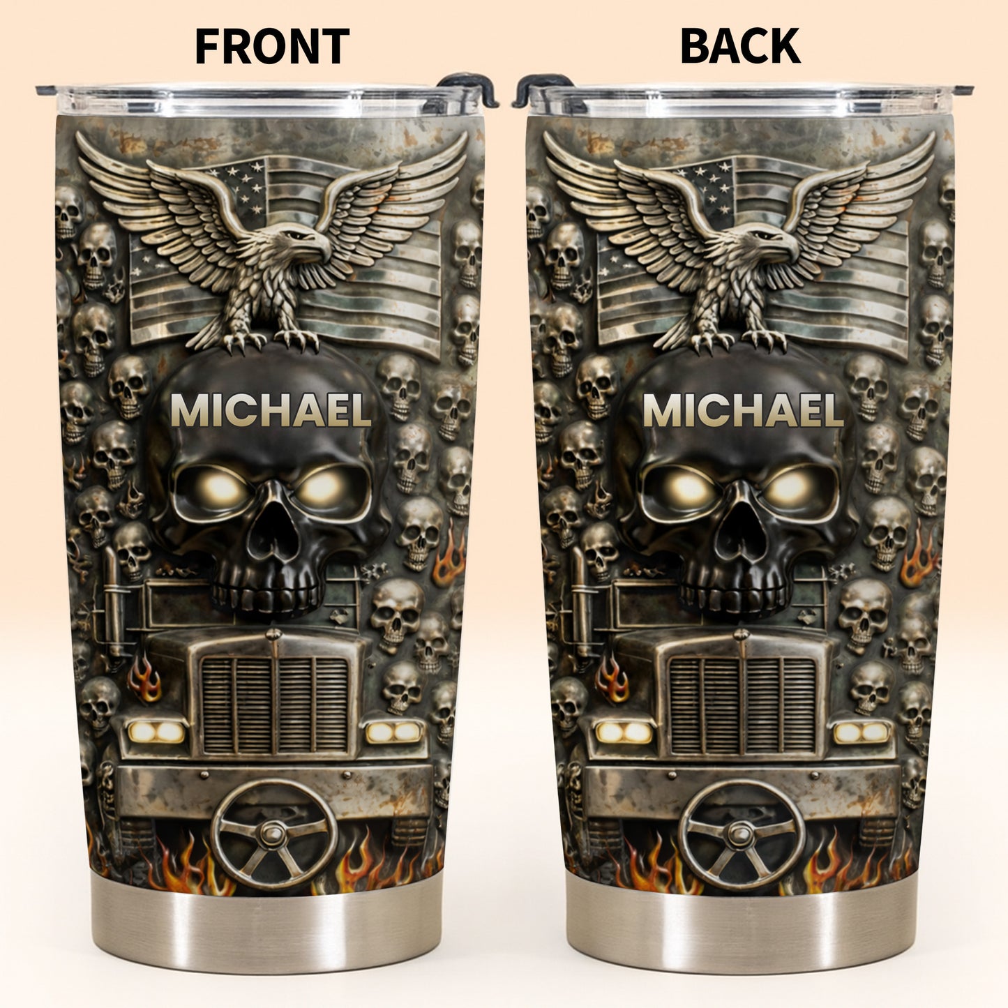 Symbol Of Strength And Freedom Skull Eagle Trucker