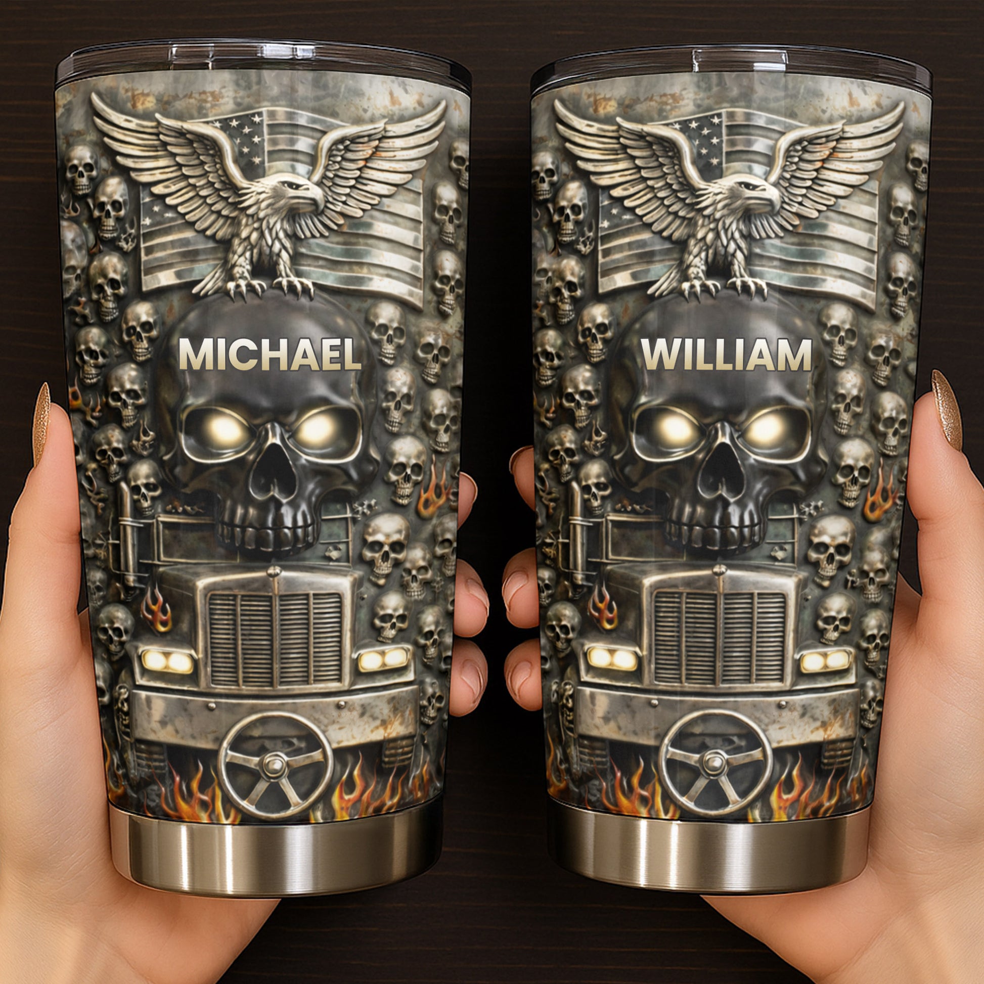 Symbol Of Strength And Freedom Skull Eagle Trucker