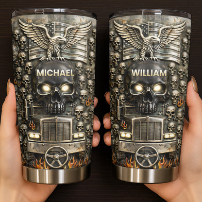 Symbol Of Strength And Freedom Skull Eagle Trucker