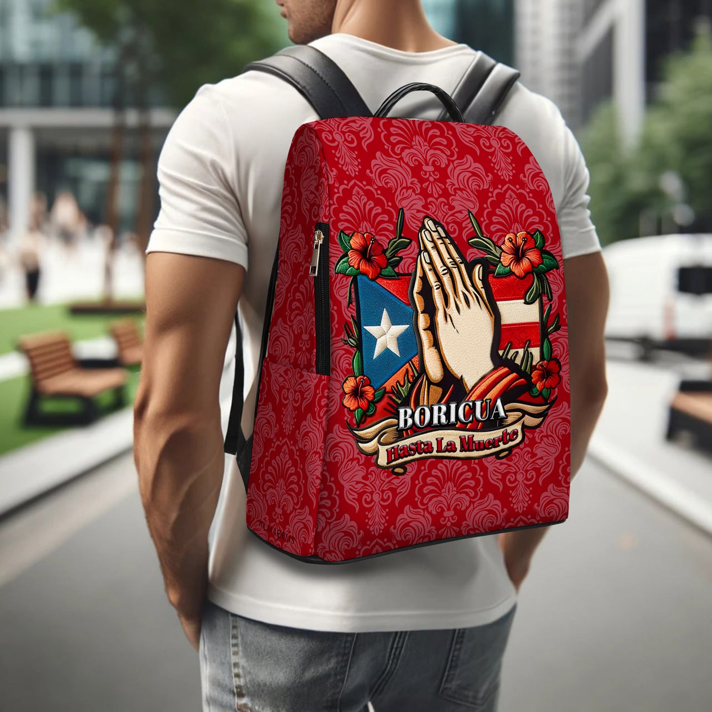 Boricua Hasta La Muerte - Mochila De Cuero Personalizada - HS019_BP