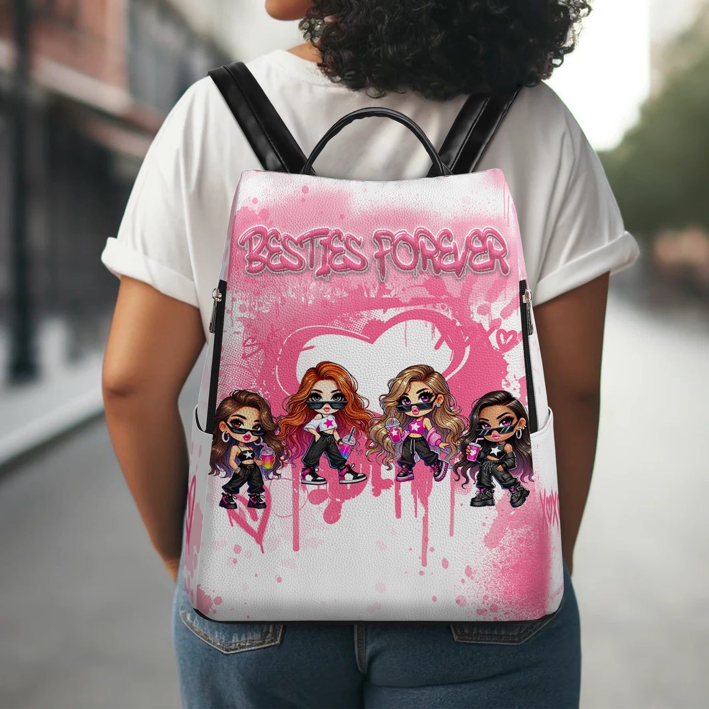 BESTIES FOREVER - Personalized Custom Leather BackPack - DG085_BP