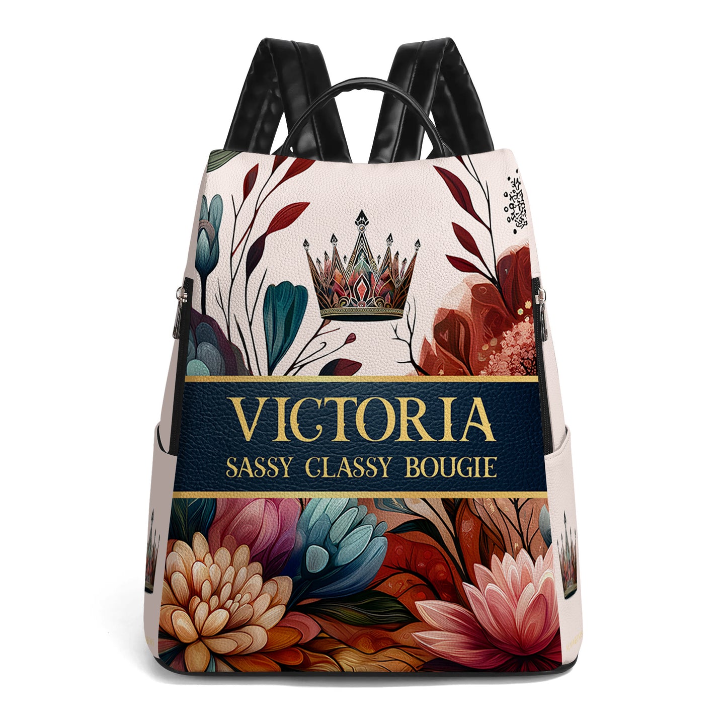 Queen Flowers - Mochila de cuero personalizada - DG004_BP