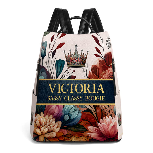 Queen Flowers - Mochila de cuero personalizada - DG004_BP