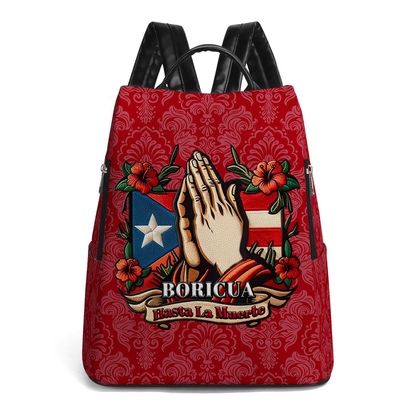 Boricua Hasta La Muerte  - Personalized Custom Leather BackPack - HS019_BP