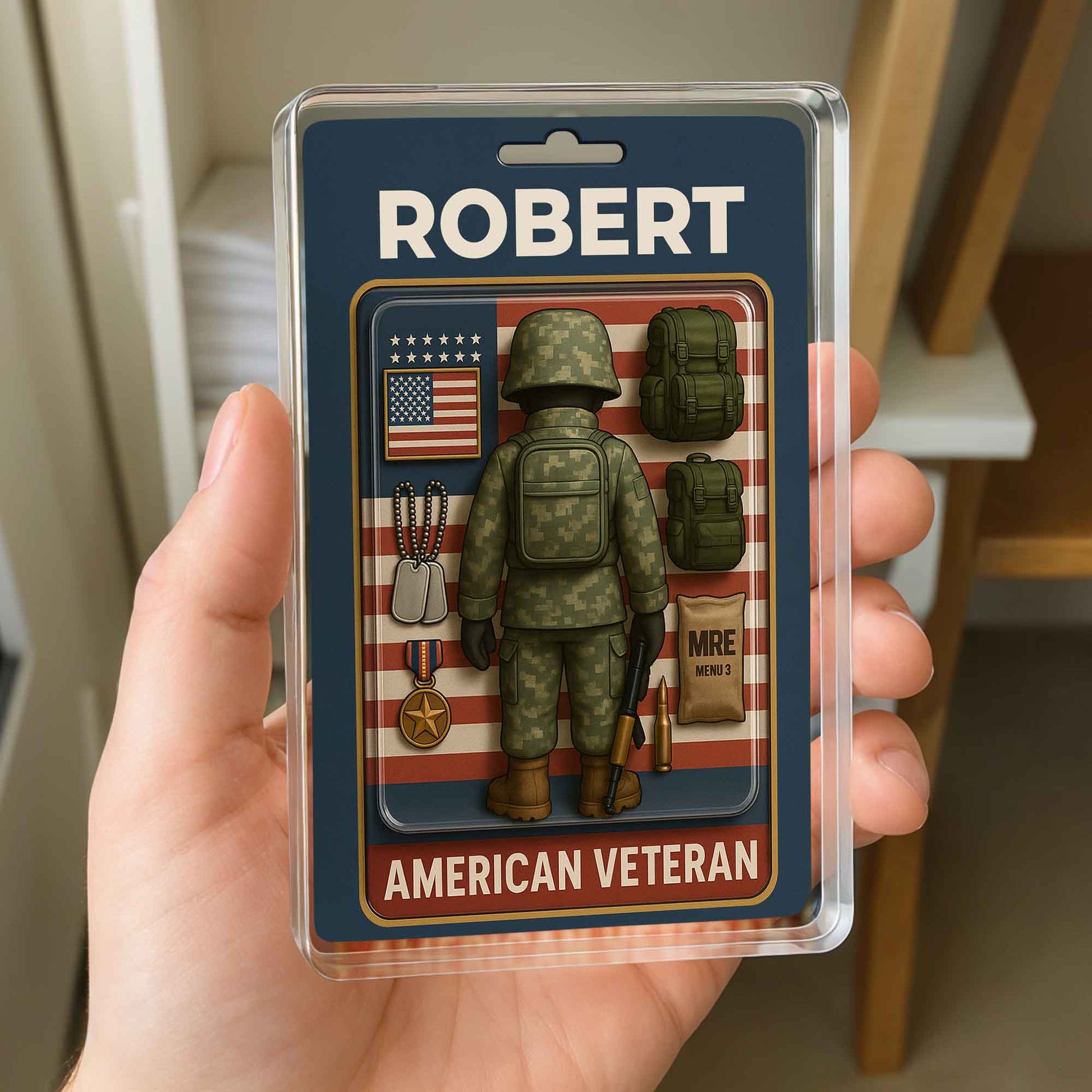 American Veteran, American Flag and Military Uniform