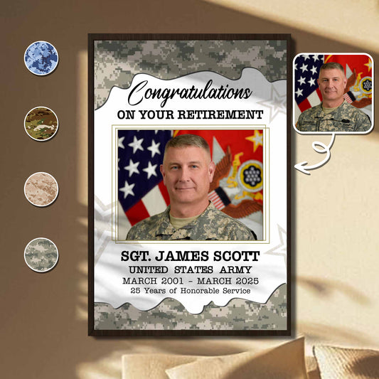 Congratulations On Your Retirement, American Flag And Military Medals