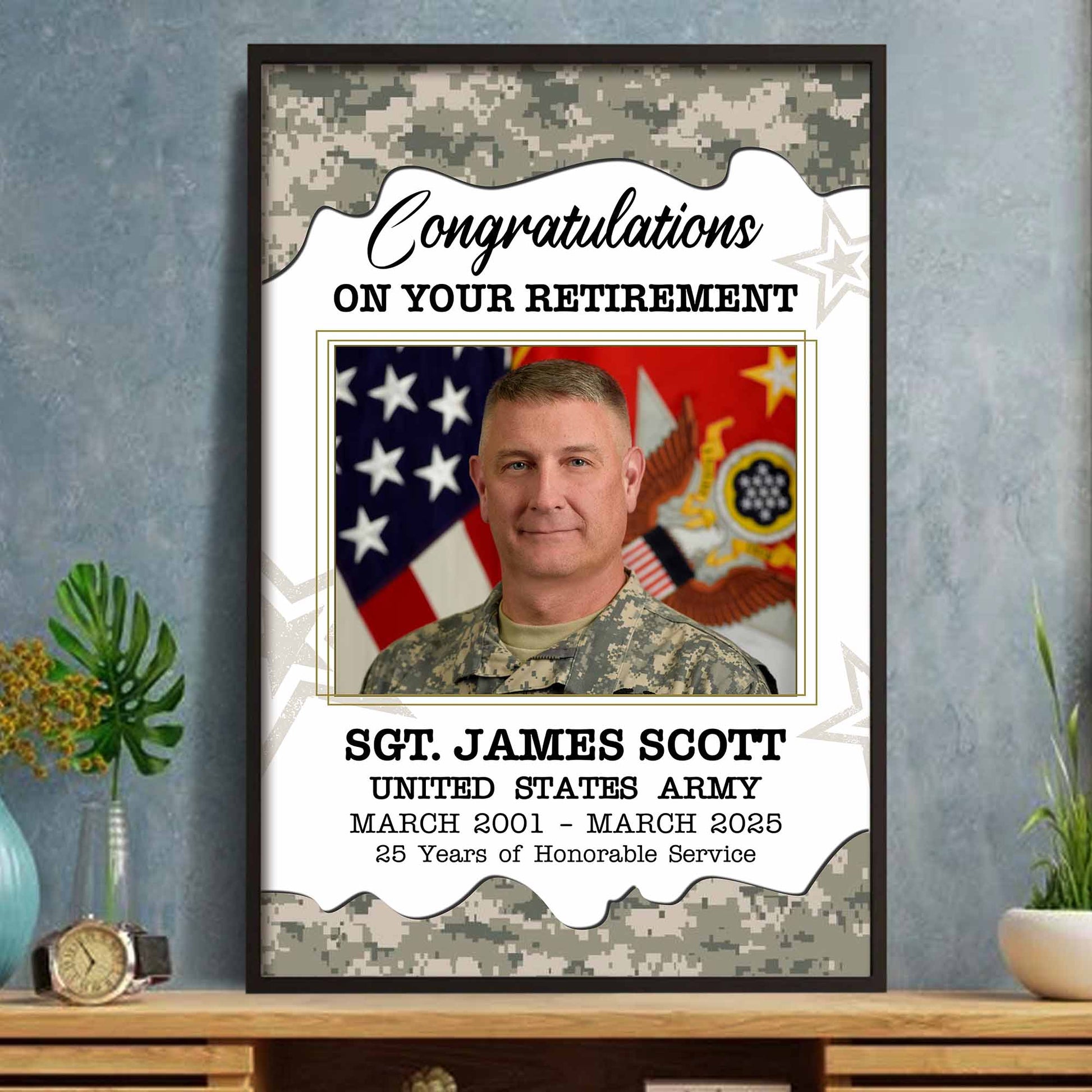 Congratulations On Your Retirement, American Flag And Military Medals