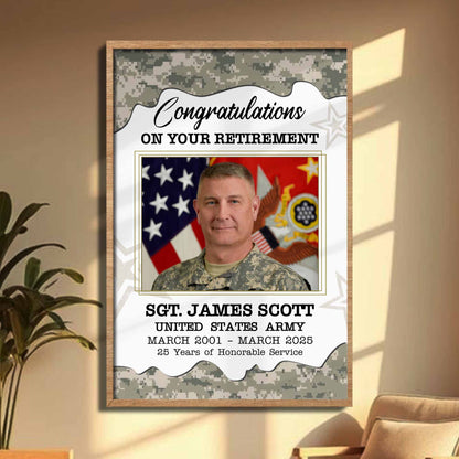 Congratulations On Your Retirement, American Flag And Military Medals