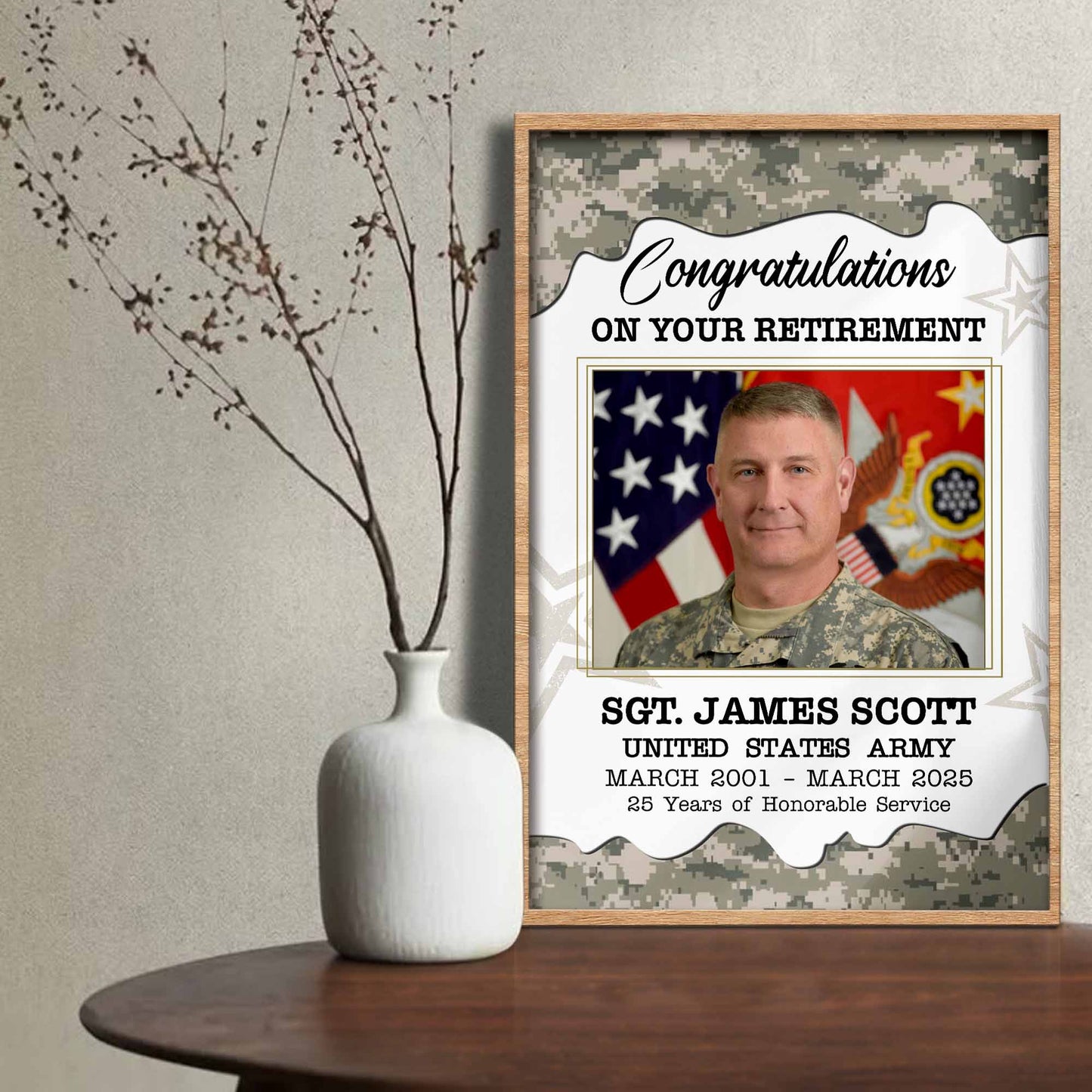 Congratulations On Your Retirement, American Flag And Military Medals
