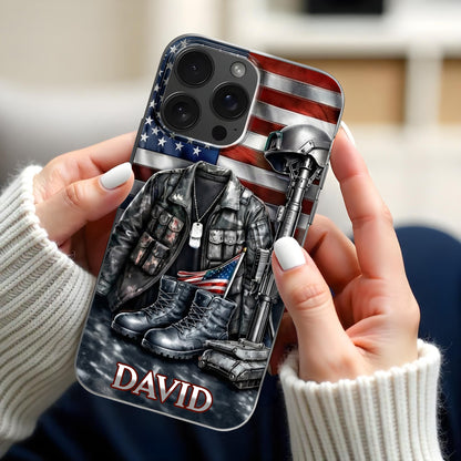 Patriotic Military Gear and Flag Phone Case Design
