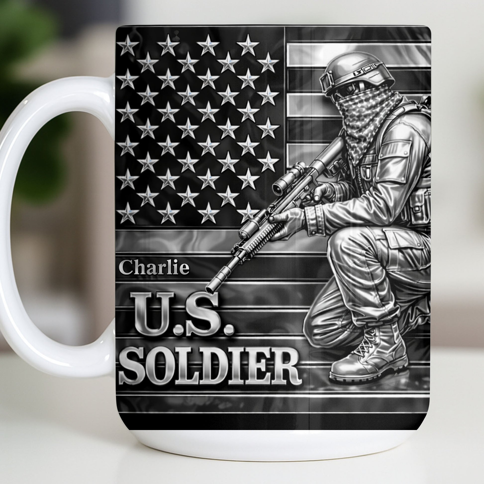 U.S. Soldier With American Flag