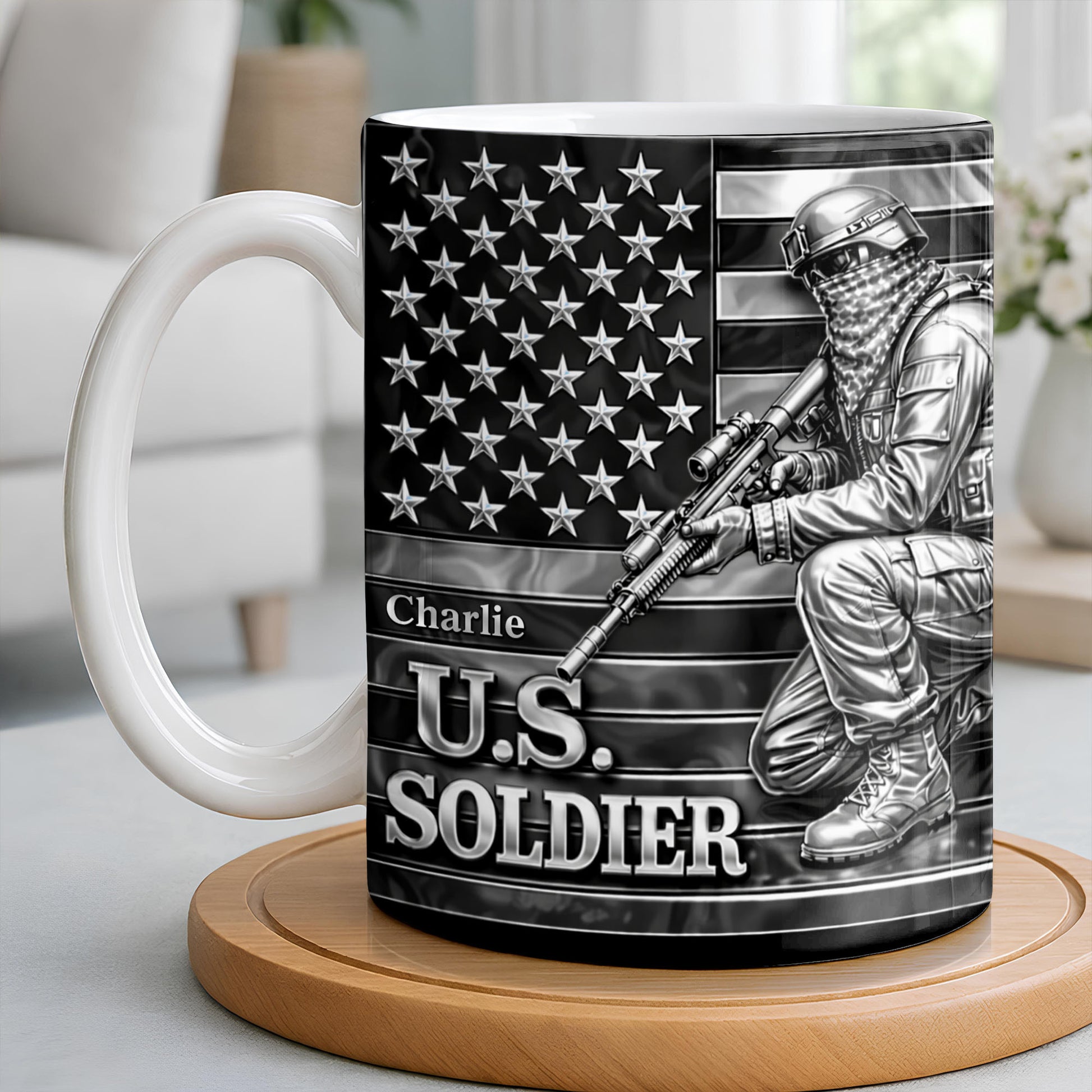 U.S. Soldier With American Flag