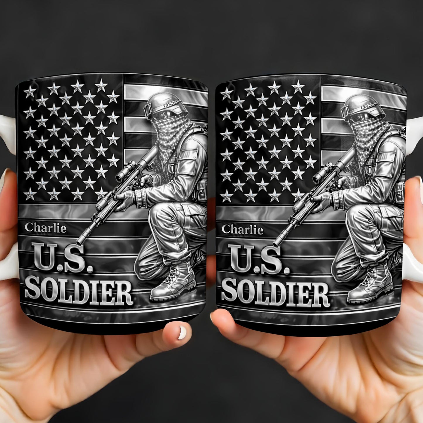 U.S. Soldier With American Flag