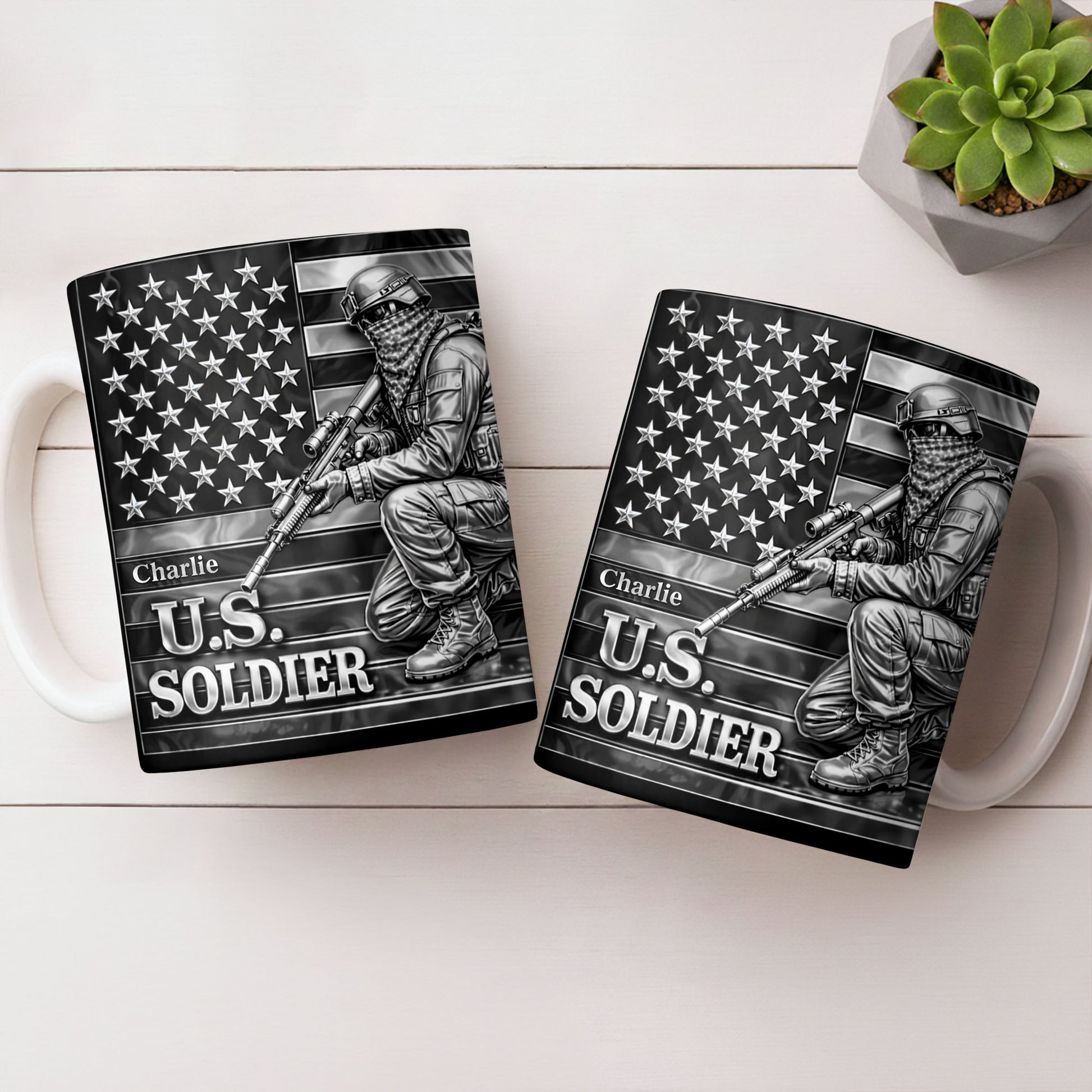 U.S. Soldier With American Flag