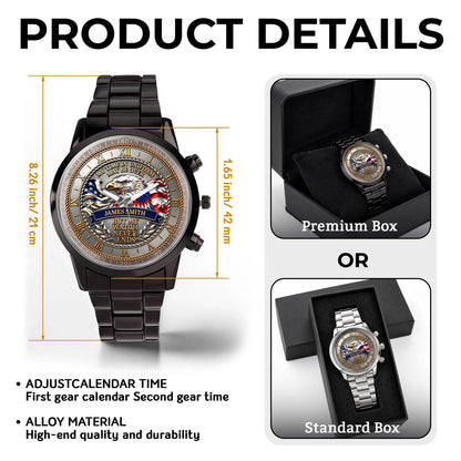 My Time In Uniform May Be Over Eagle American Flag - Personalized Custom Men's Watch - VTR049_CUMWA