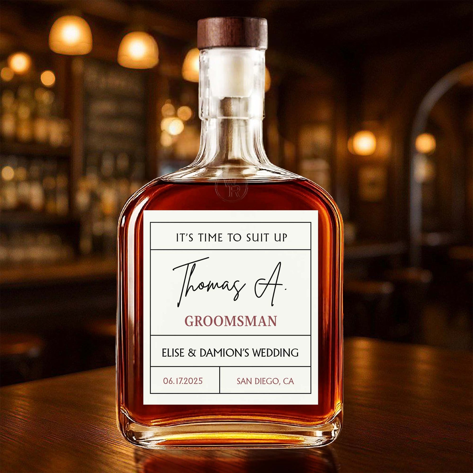 It's Time To Suit Up Groomsman Whiskey Bottle