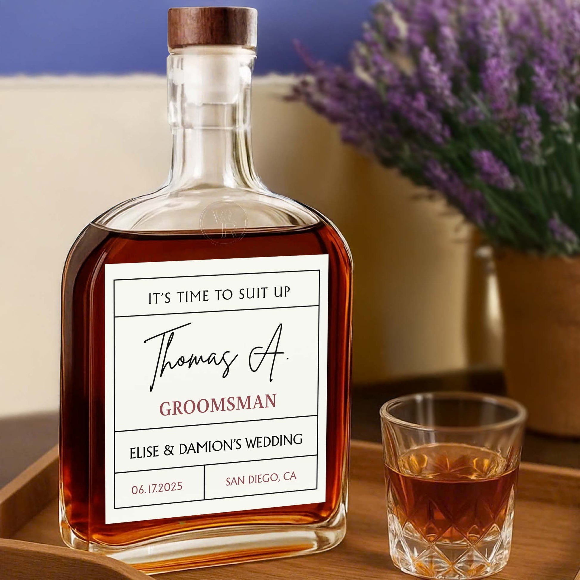 It's Time To Suit Up Groomsman Whiskey Bottle