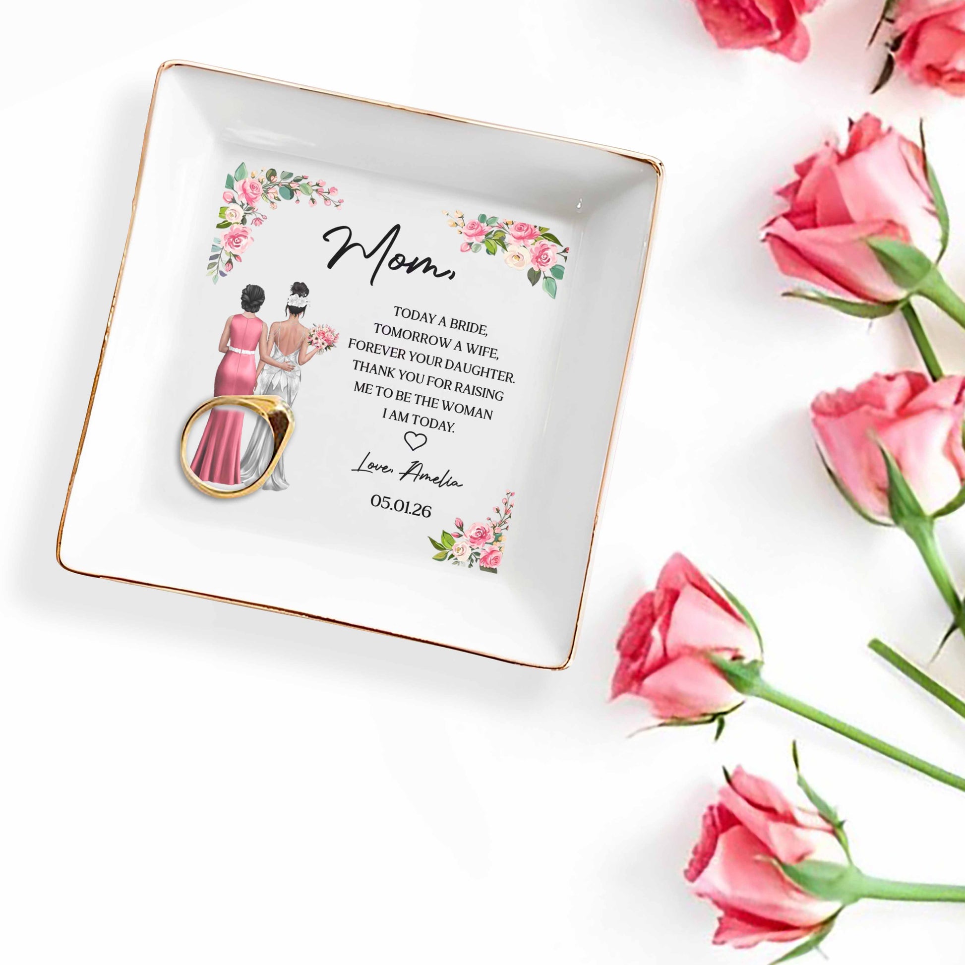 Today A Bride, Tomorrow A Wife, Forever Your Daughter, Flowers And Bridal Gowns