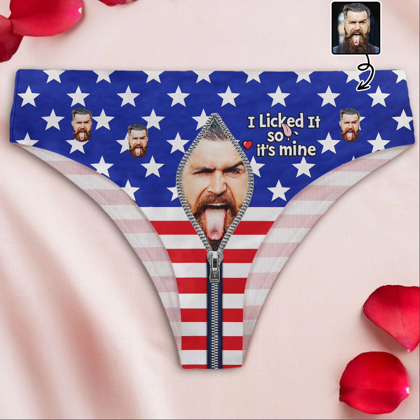 I Licked It So It's Mine American Flag With Man Face
