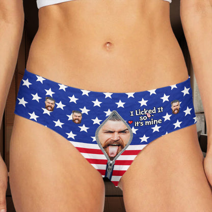 I Licked It So It's Mine American Flag With Man Face