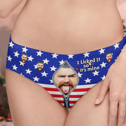 I Licked It So It's Mine American Flag With Man Face