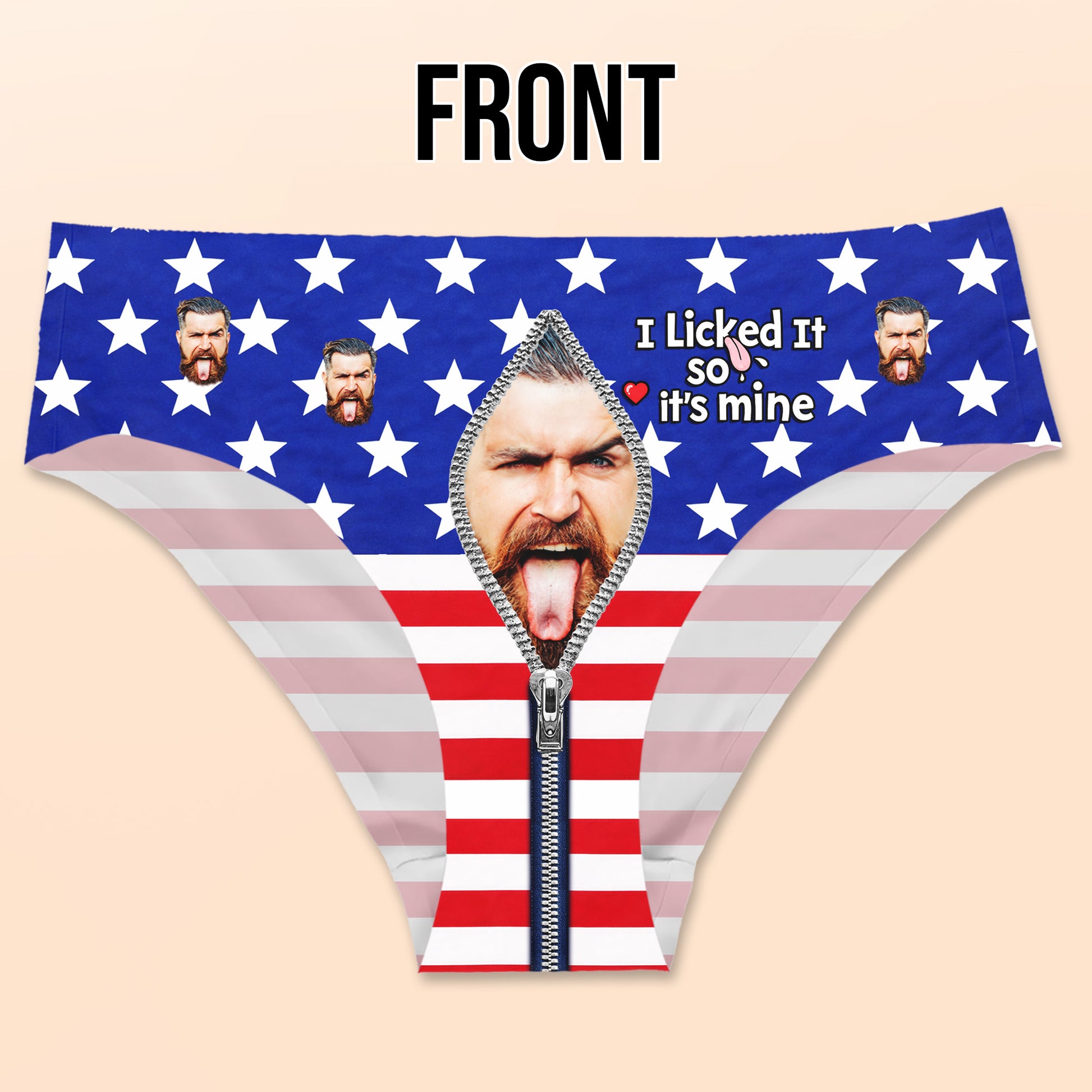 I Licked It So It's Mine American Flag With Man Face