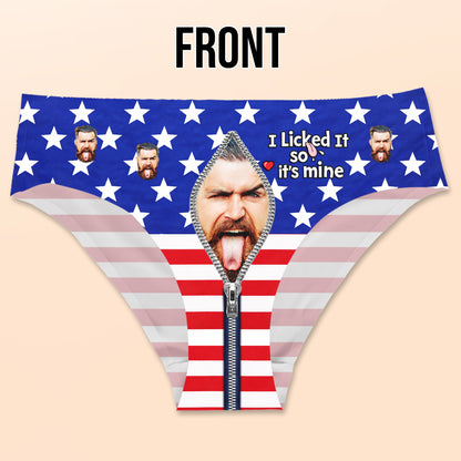 I Licked It So It's Mine American Flag With Man Face