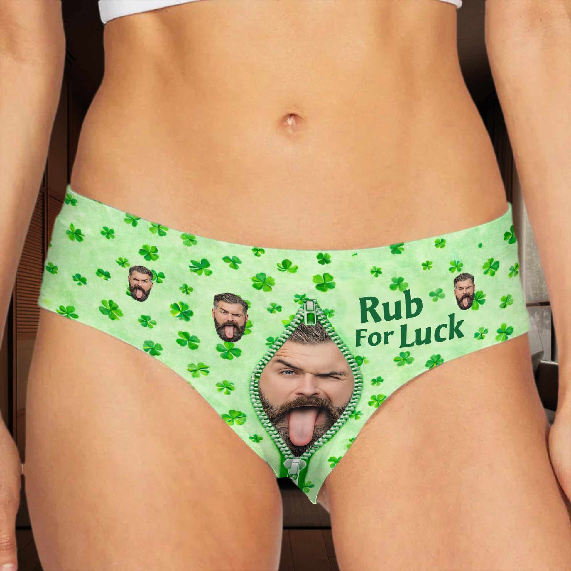 Rub For Luck Shamrocks And Custom Face Zipper