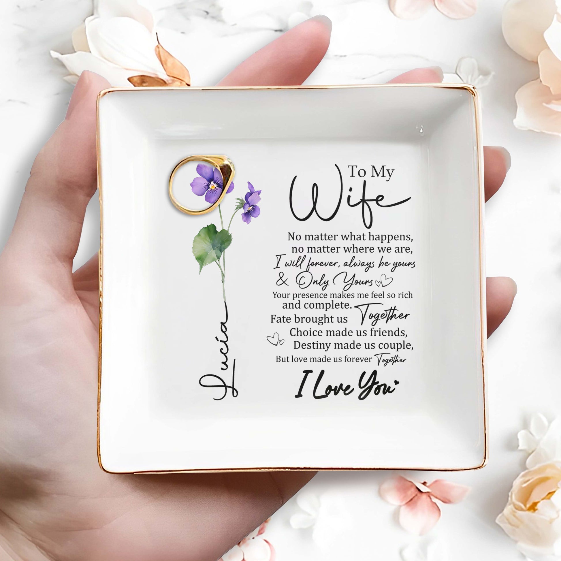 Forever Yours Romantic Quote With Flowers Gift For Wife