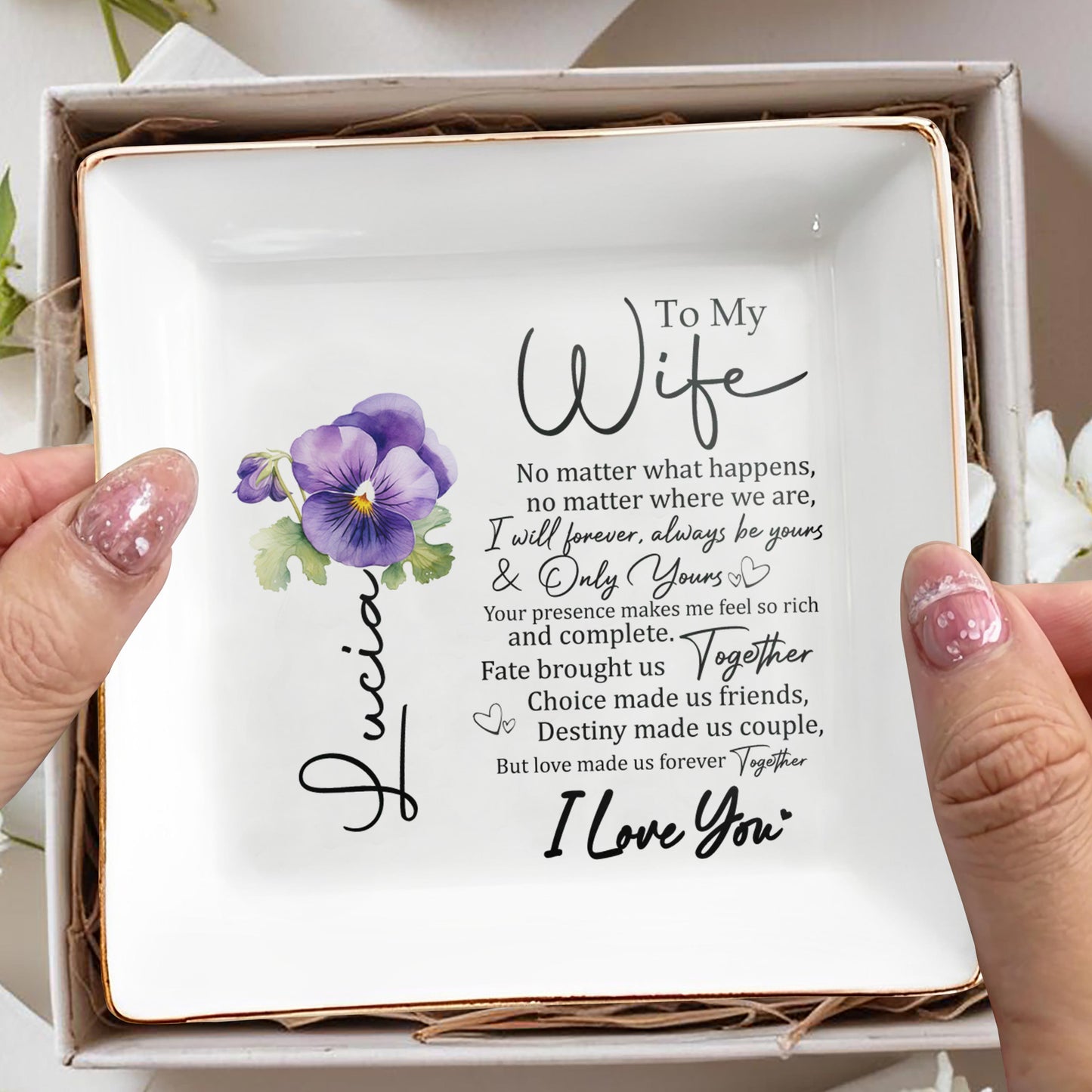 A Place For All Your Treasures Jewelry Dish - Personalized Custom Jewelry Dish - WIF008_SCRD