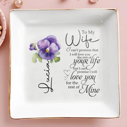 Love Promise To My Wife Featuring Pansy Flower - Personalized Custom Jewelry Dish - WIF010_SCRD