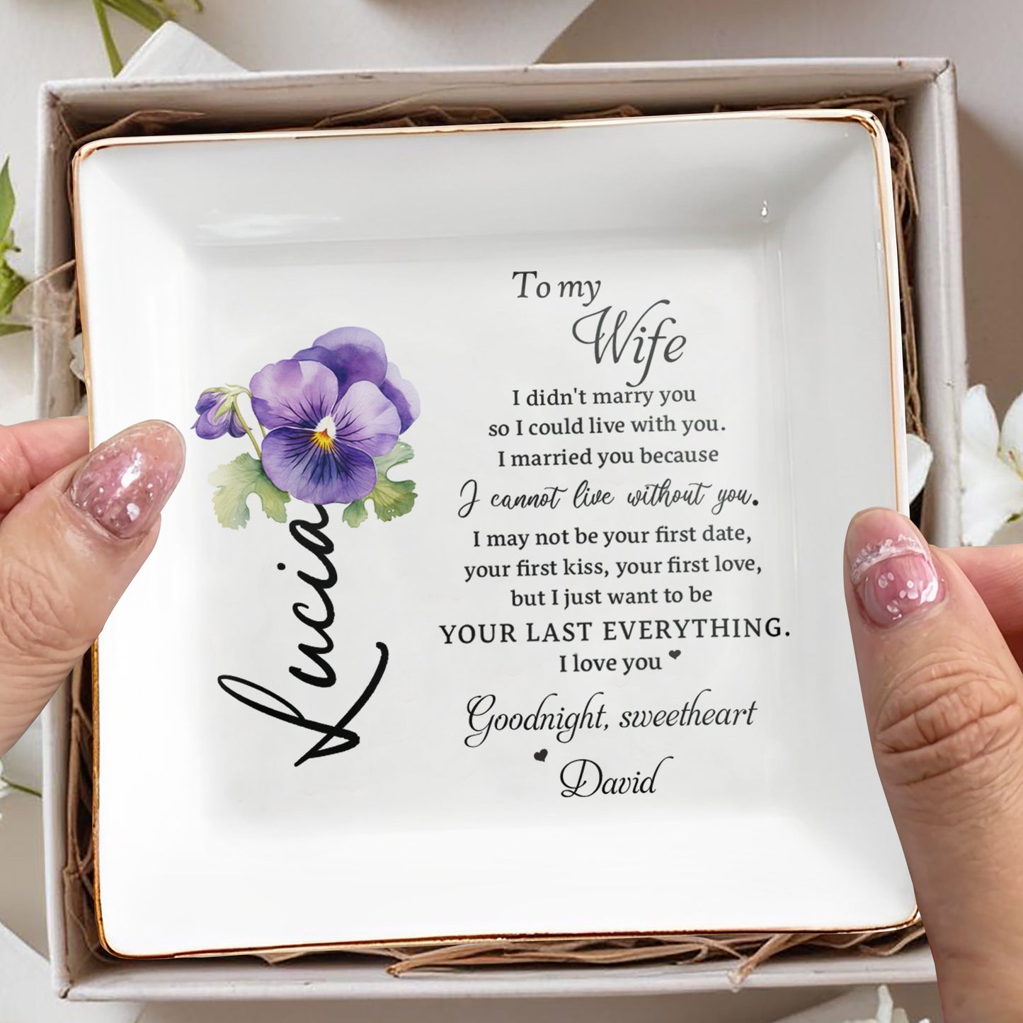 Cherish Every Moment Plain White Jewelry Dish