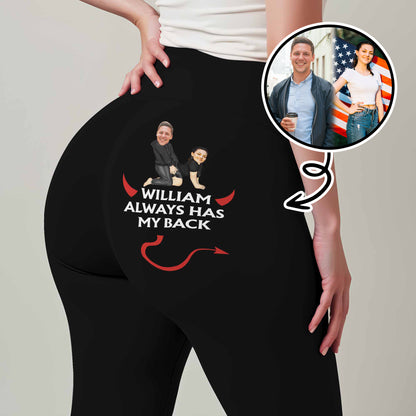 Toujours derrière moi, deux personnes assises dos à dos - Leggings personnalisés pour femme - WIF046_WLEG
