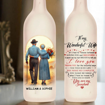 To My Wonderful Wife, Couple, Sunset And Flowers