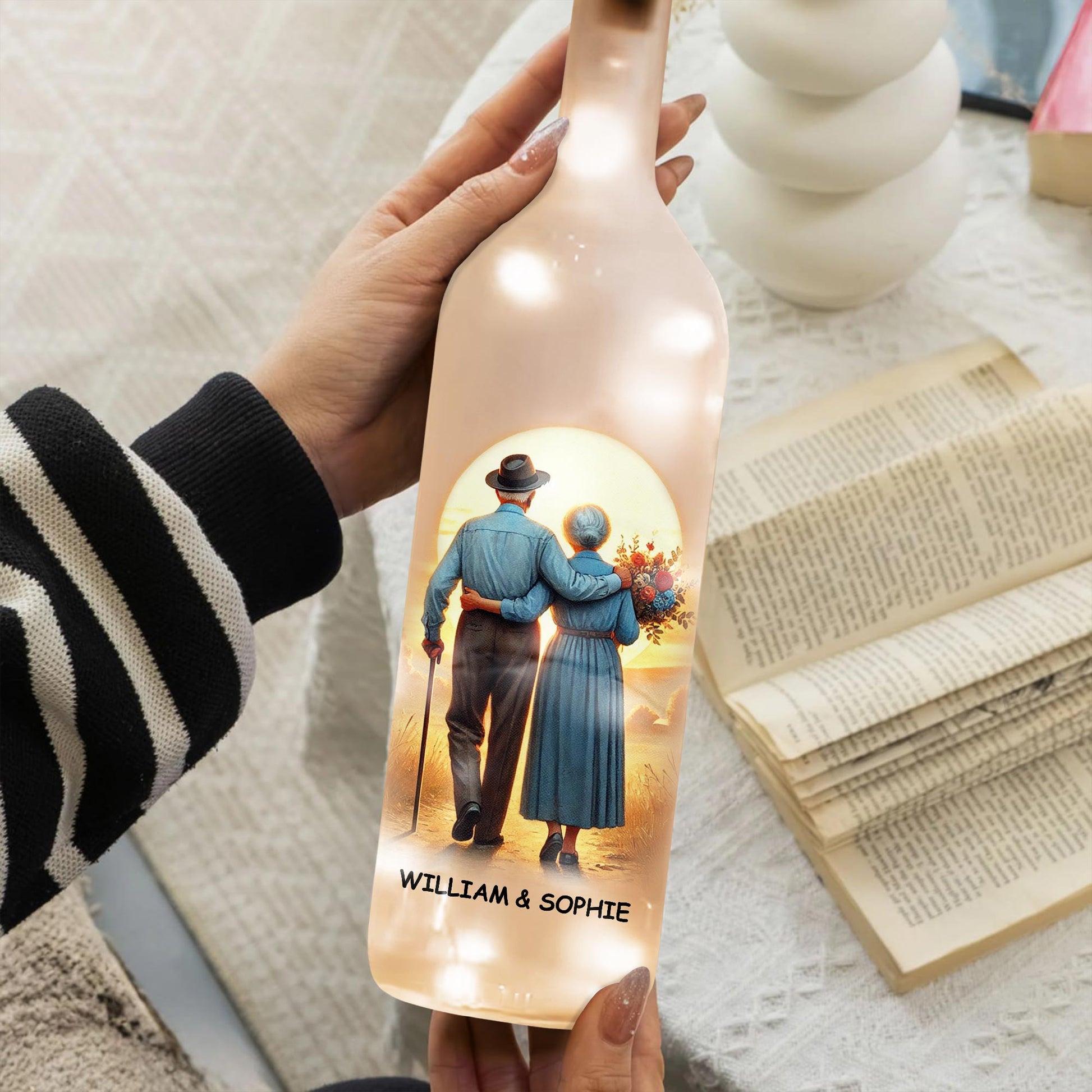 To My Wonderful Wife, Couple, Sunset And Flowers